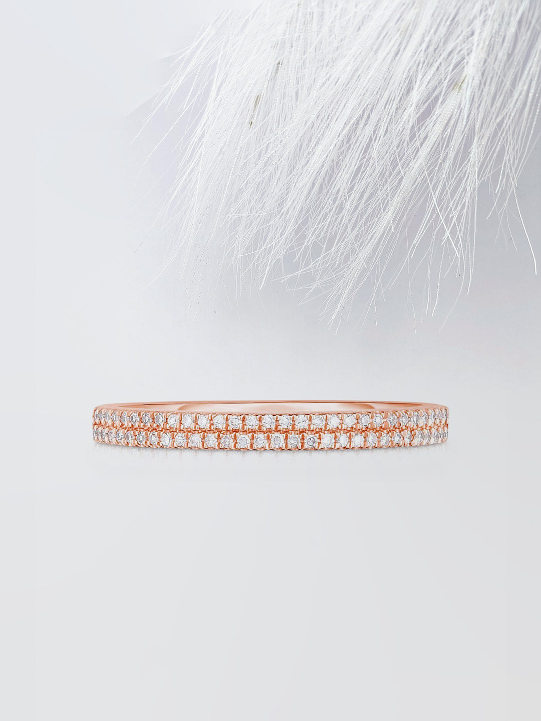 Round Cut Double Row Pave Stackable Diamond Wedding Band