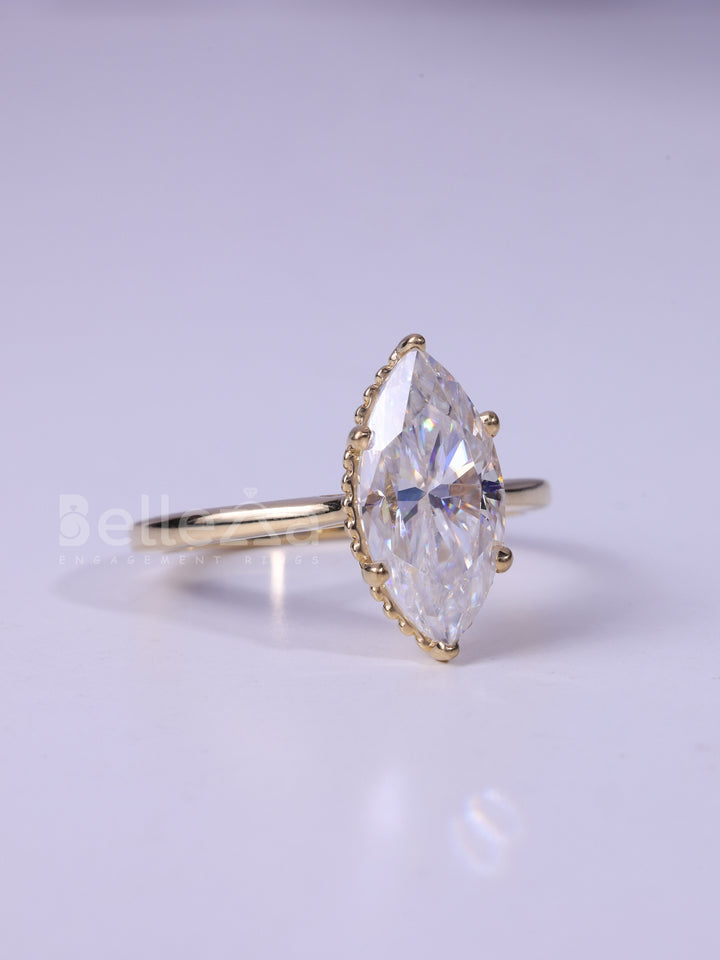 1.5CT-2.5CT Marquise Cut Solitaire Moissanite Engagement Ring