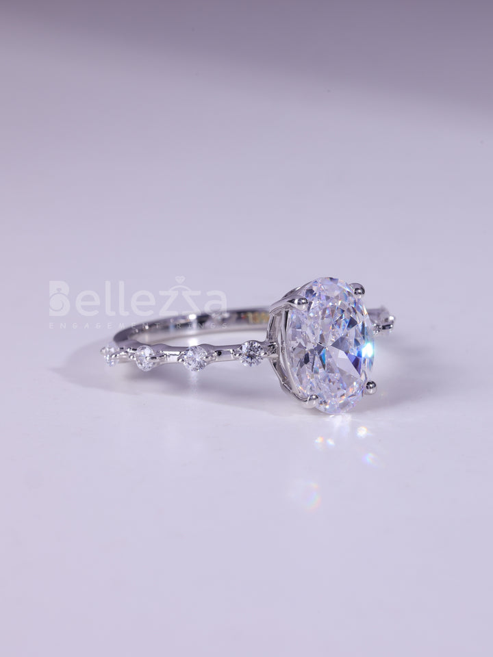 1.20CT Oval Cut Moissanite Petite Pave Setting Engagement Ring