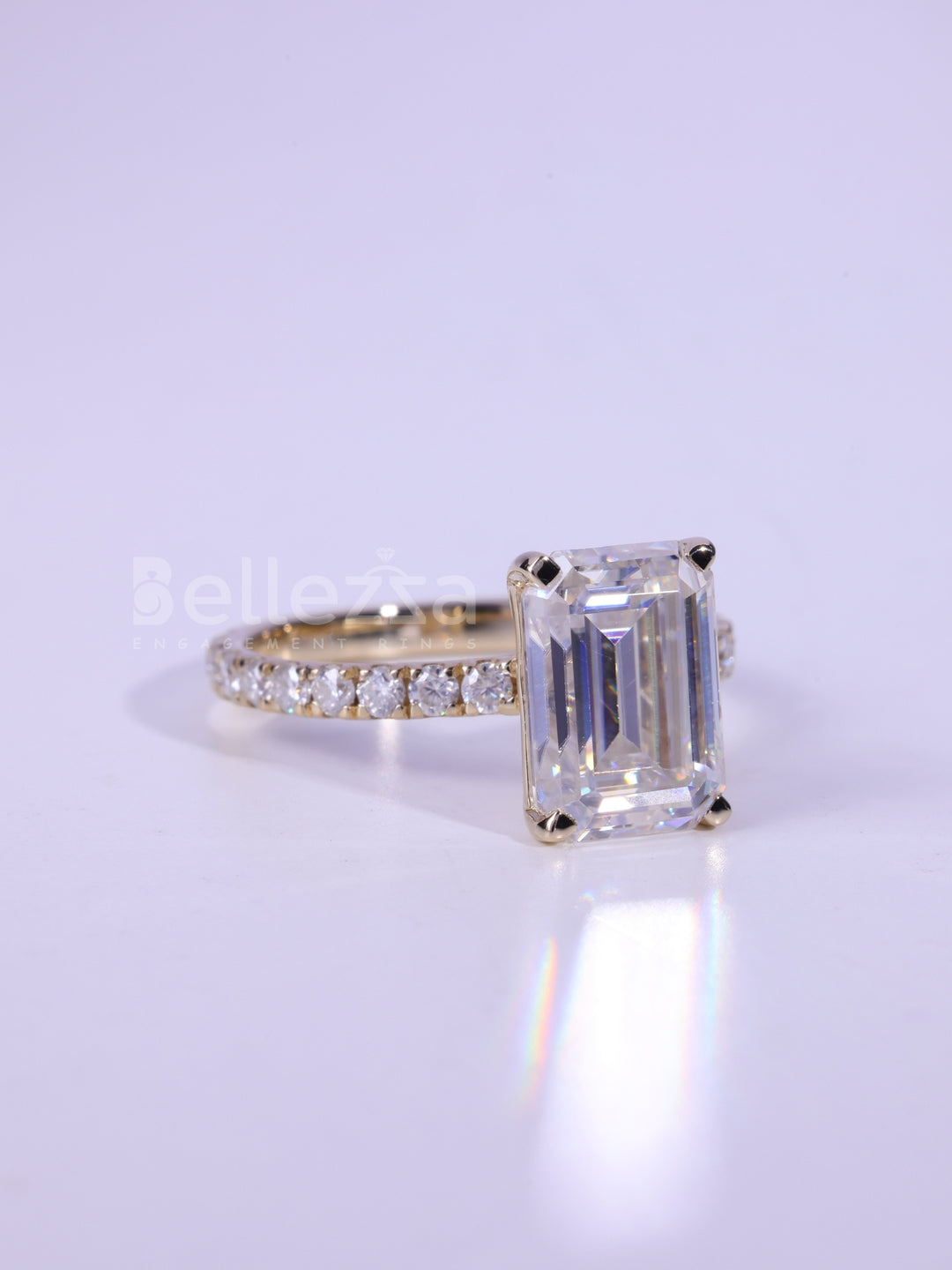 2.0CT-3.0CT Emerald Cut Diamond Pave Setting Engagement Ring