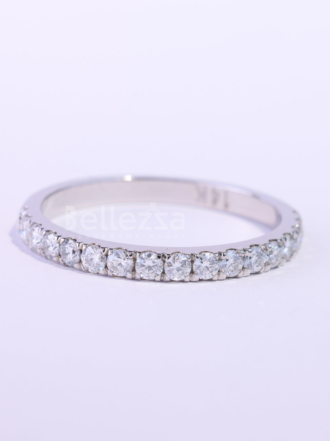 Round Cut Diamond Half Eternity Moissanite Wedding Band