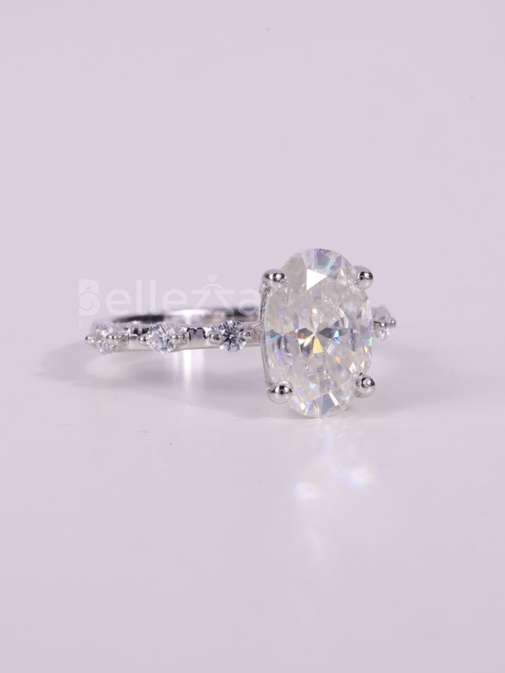 1.50CT-2.50CT Oval Cut Diamond Petite Pave Engagement Ring