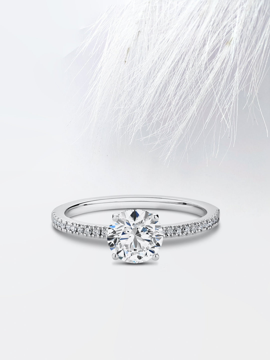 0.75CT Round Cut Pave Moissanite Diamond Engagement Ring For Her