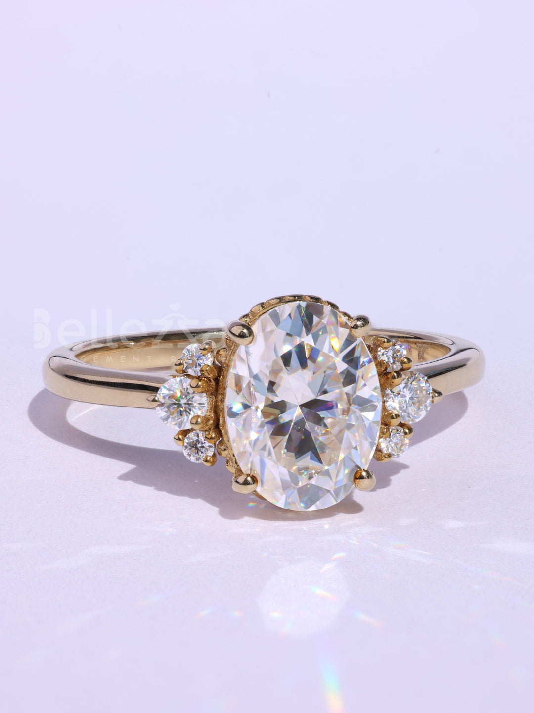 1.50CT Oval Cut Cluster Diamond Moissanite Engagement Ring