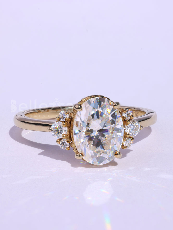 1.50CT Oval Cut Cluster Diamond Moissanite Engagement Ring