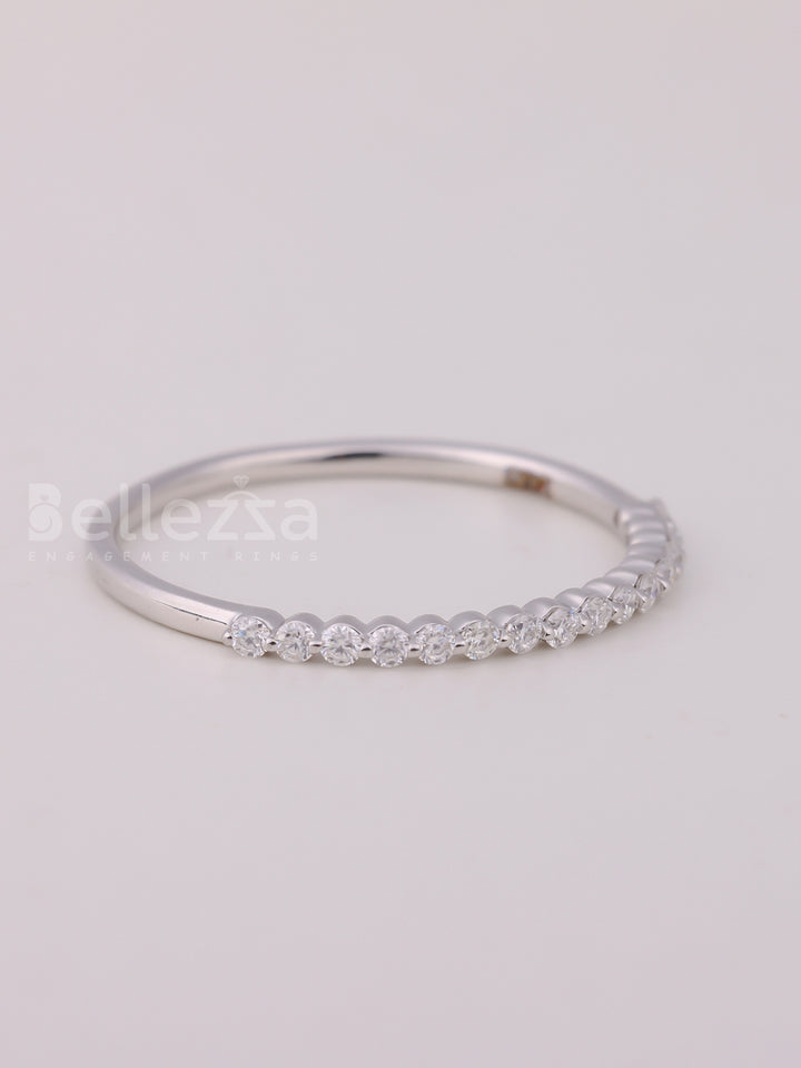 Round Cut Diamond Half Eternity Wedding Band For Her