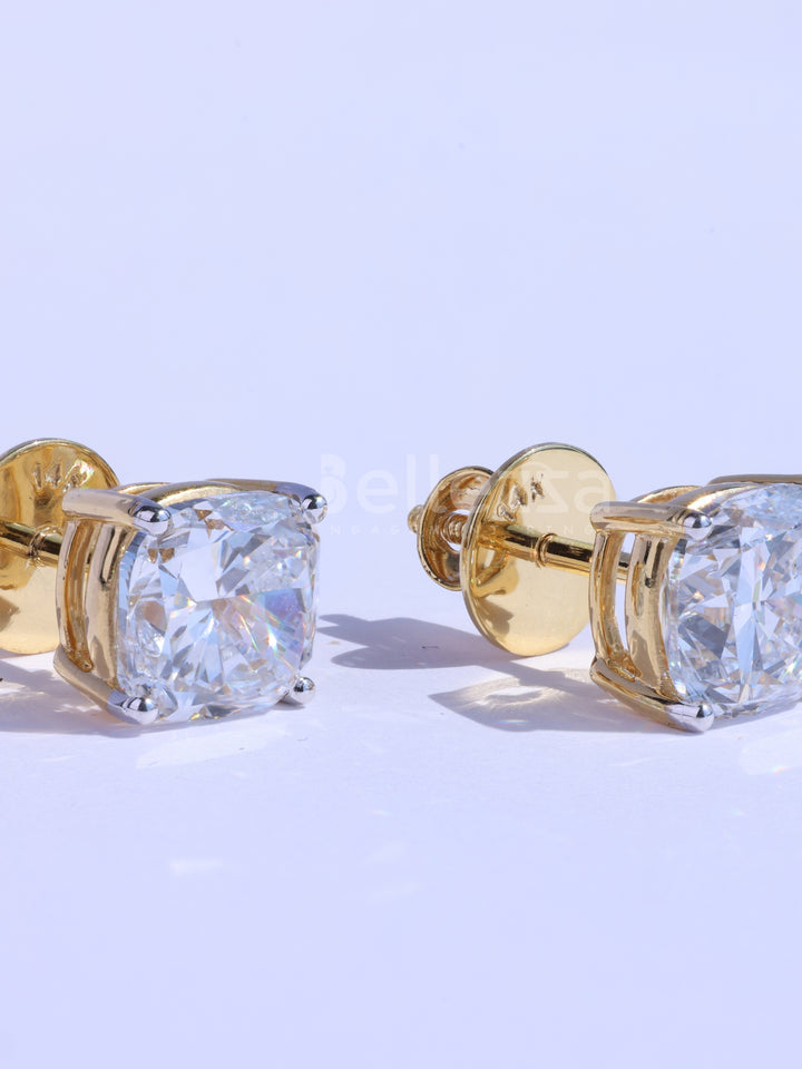 Cushion Cut Diamond Moissanite Stud Earrings For Her
