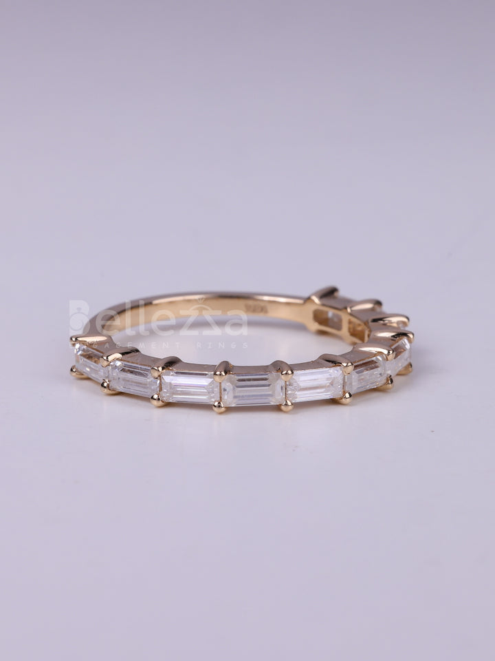 East West Baguette Cut Half Eternity Wedding Band For Her