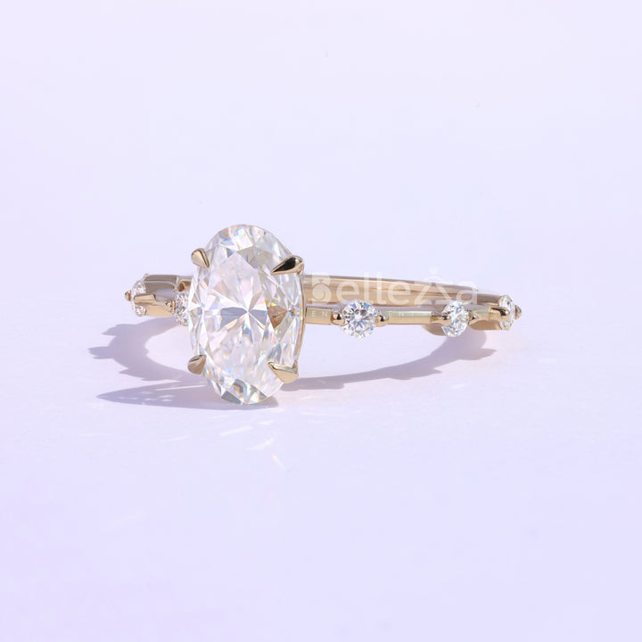 1.50CT Oval Cut Petite Pave Moissanite Engagement Ring - Ready To Ship