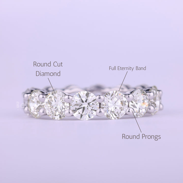 Round Cut Full Eternity Moissanite Wedding Band For Her