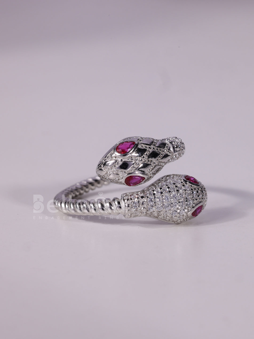 0.40TCW Pink Pear Cut Diamond Snake Style Unique Spiral Ring