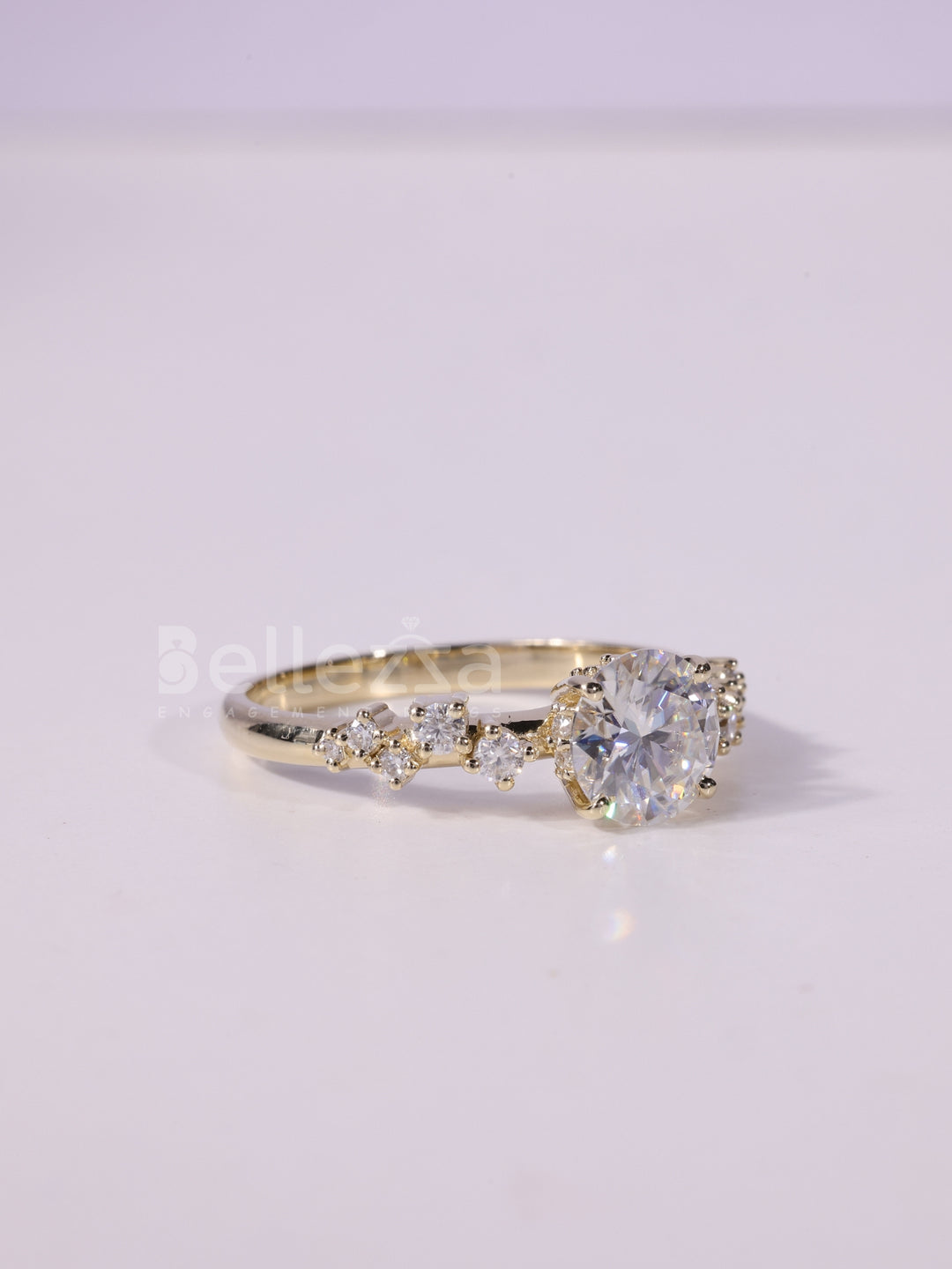 1.0CT-2.0CT Round Brilliant Cut Cluster Diamond Engagement Ring