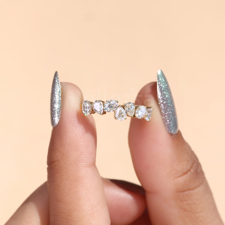 0.90 TCW Pear & Oval Cut Wedding Band - Ready to Ship