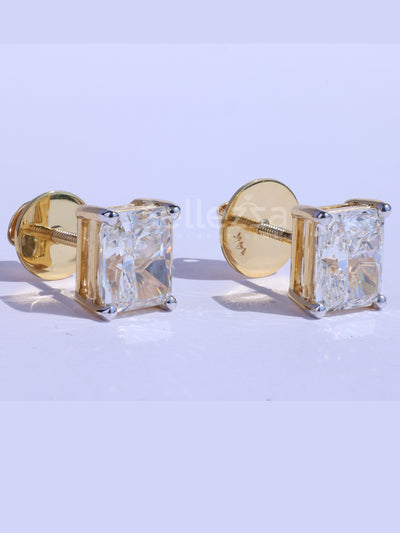 Radiant Cut Diamond Classic Solitaire Stud Earrings For Her