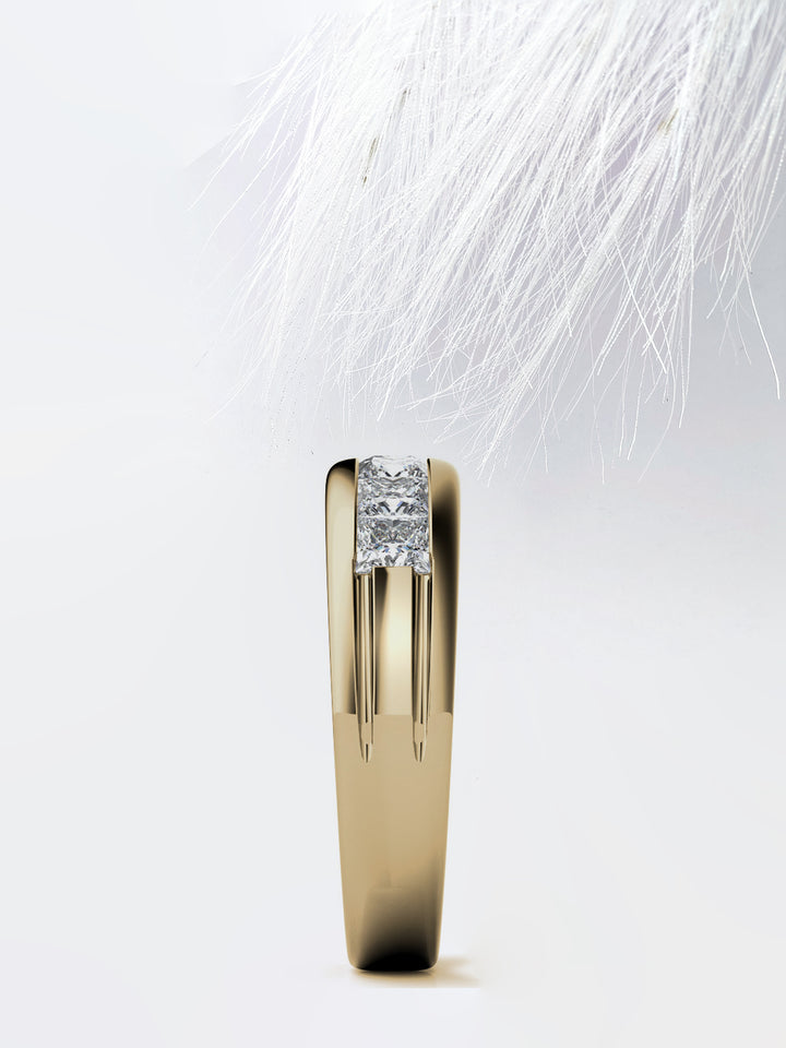 Princess Cut Seven Stone Moissanite Men's Diamond Wedding Band