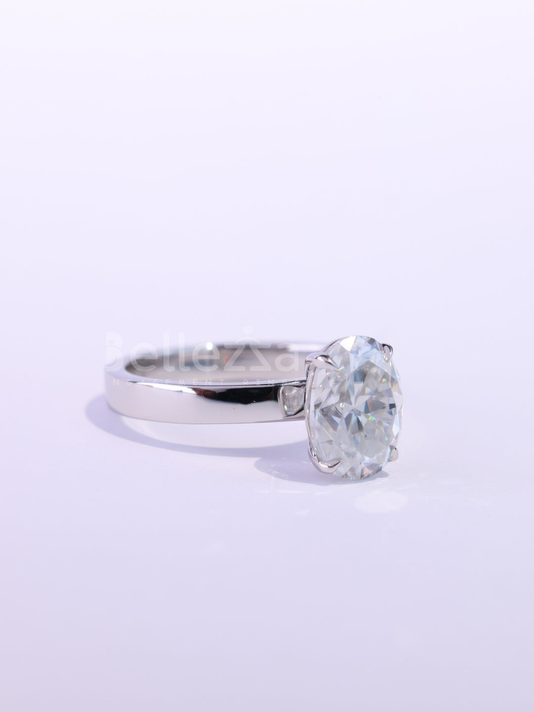 1.0CT Oval Cut Classic Solitaire Wide Band Engagement Ring