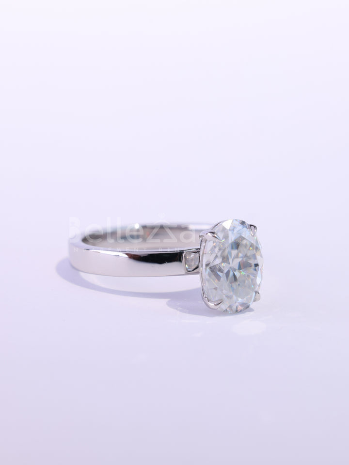 1.0CT Oval Cut Classic Solitaire Wide Band Engagement Ring