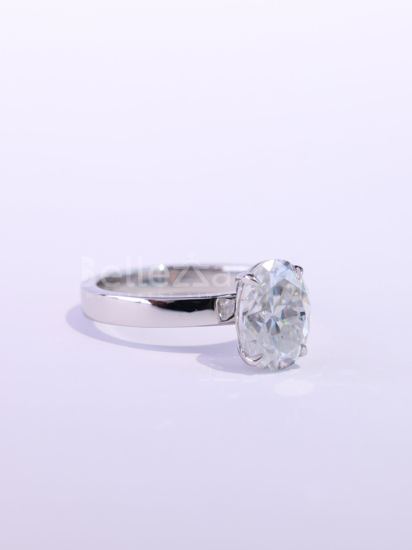 1.0CT Oval Cut Classic Solitaire Wide Band Engagement Ring