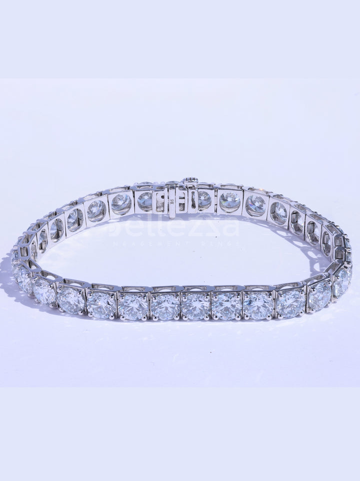 Round Brilliant Cut Diamond Moissanite Teniss Wedding Bracelet