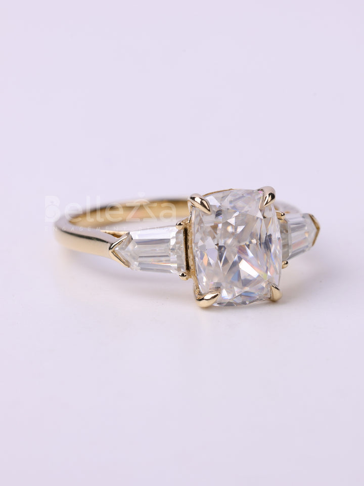 1.50CT Elongated Cushion Cut Three Stone Engagement Ring