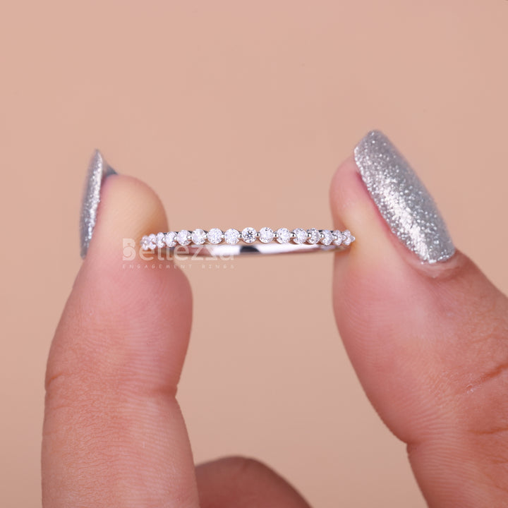 0.30TCW Round Brilliant Bubble Prong Moissanite Wedding Band - Ready to Ship