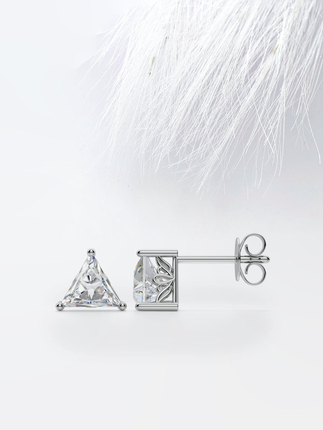 1.0CT Triangle Cut Stud Moissanite Diamond Earrings For Women