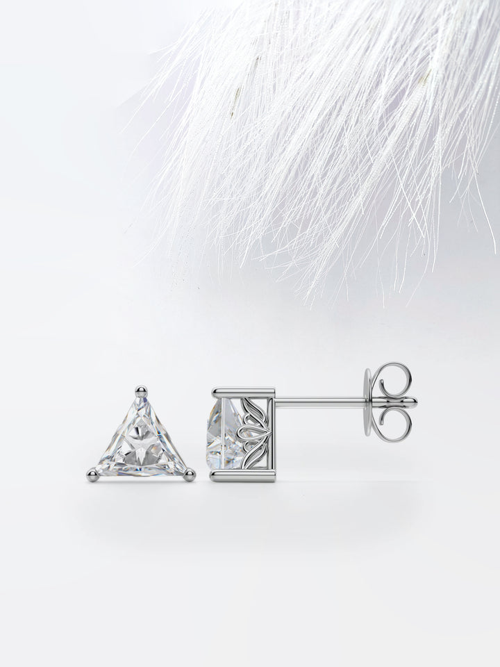 1.0CT Triangle Cut Stud Moissanite Diamond Earrings For Women