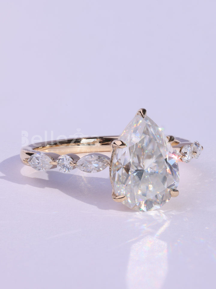 1.50CT Pear Cut Diamond Moissanite Pave Setting Engagement Ring