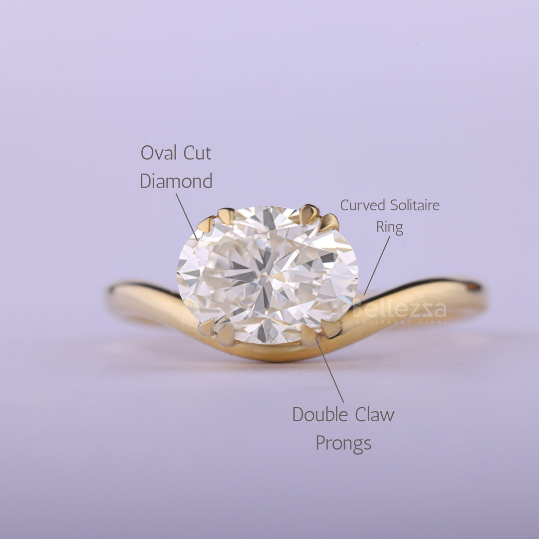 1.50CT East-West Oval Cut Curved Solitaire Engagement Ring