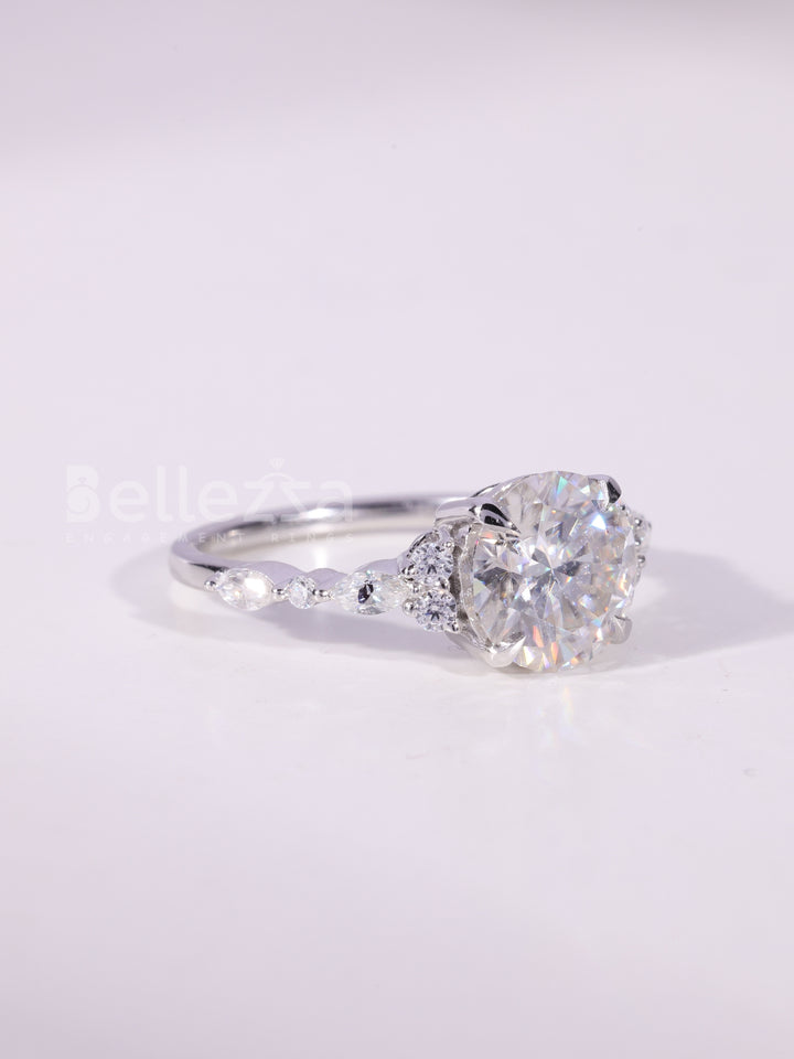 1.0CT-2.0CT Round Brilliant Cut Cluster Diamodn Engagement Ring