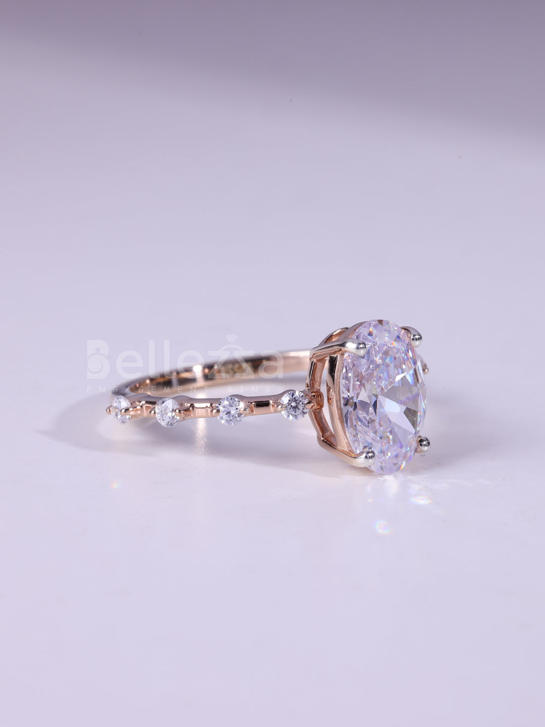 1.20CT Oval Cut Diamond Dainty Pave Setting Moissanite Engagement Ring