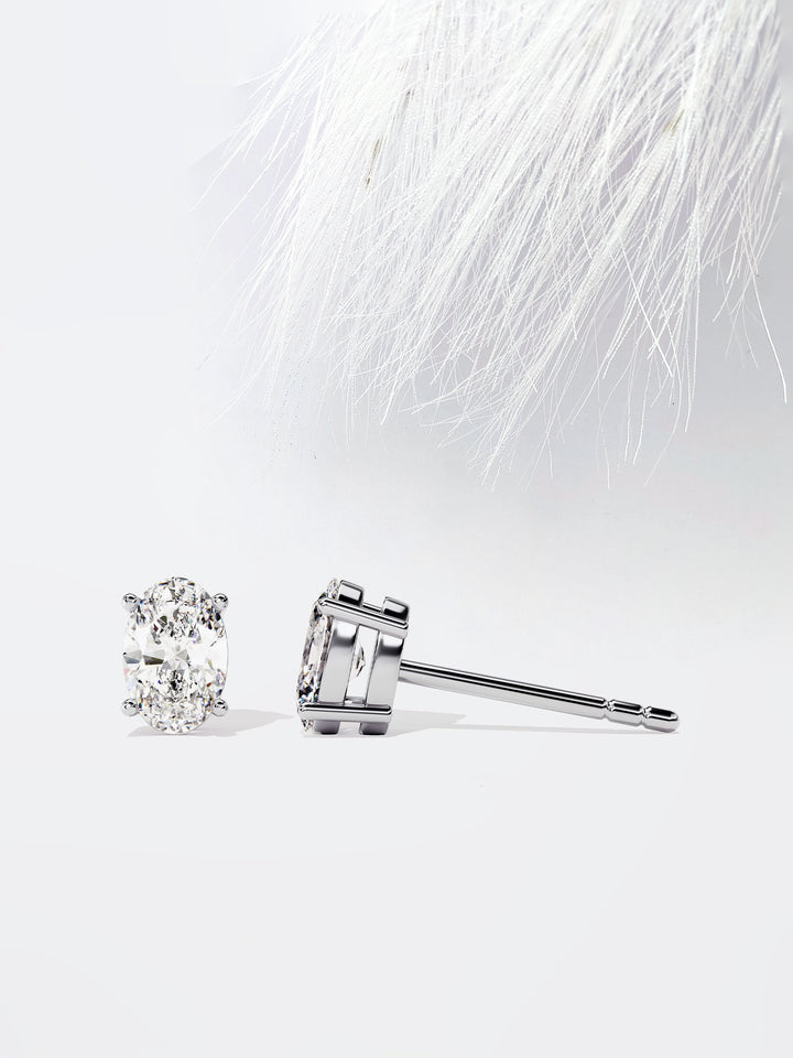Oval Cut Solitaire Moissanite Stud Diamond Earrings For Women