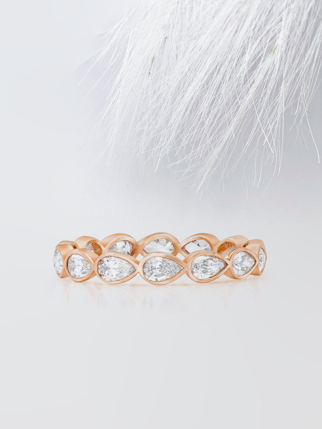 Pear Cut Bezel Diamond Wedding Band For Women