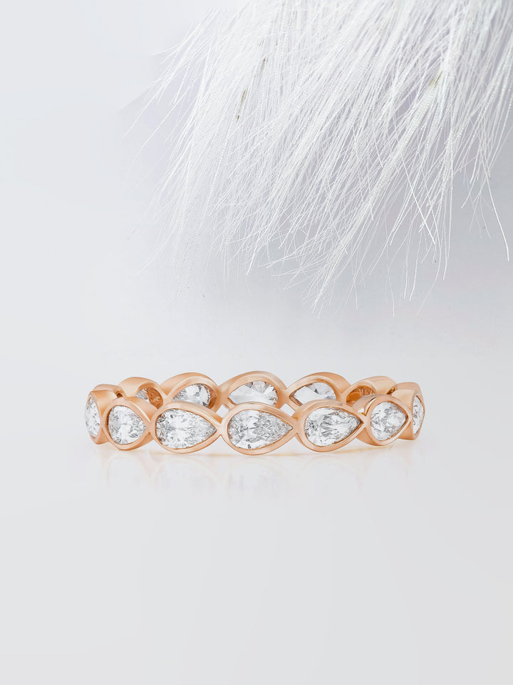 Pear Cut Bezel Diamond Wedding Band For Women