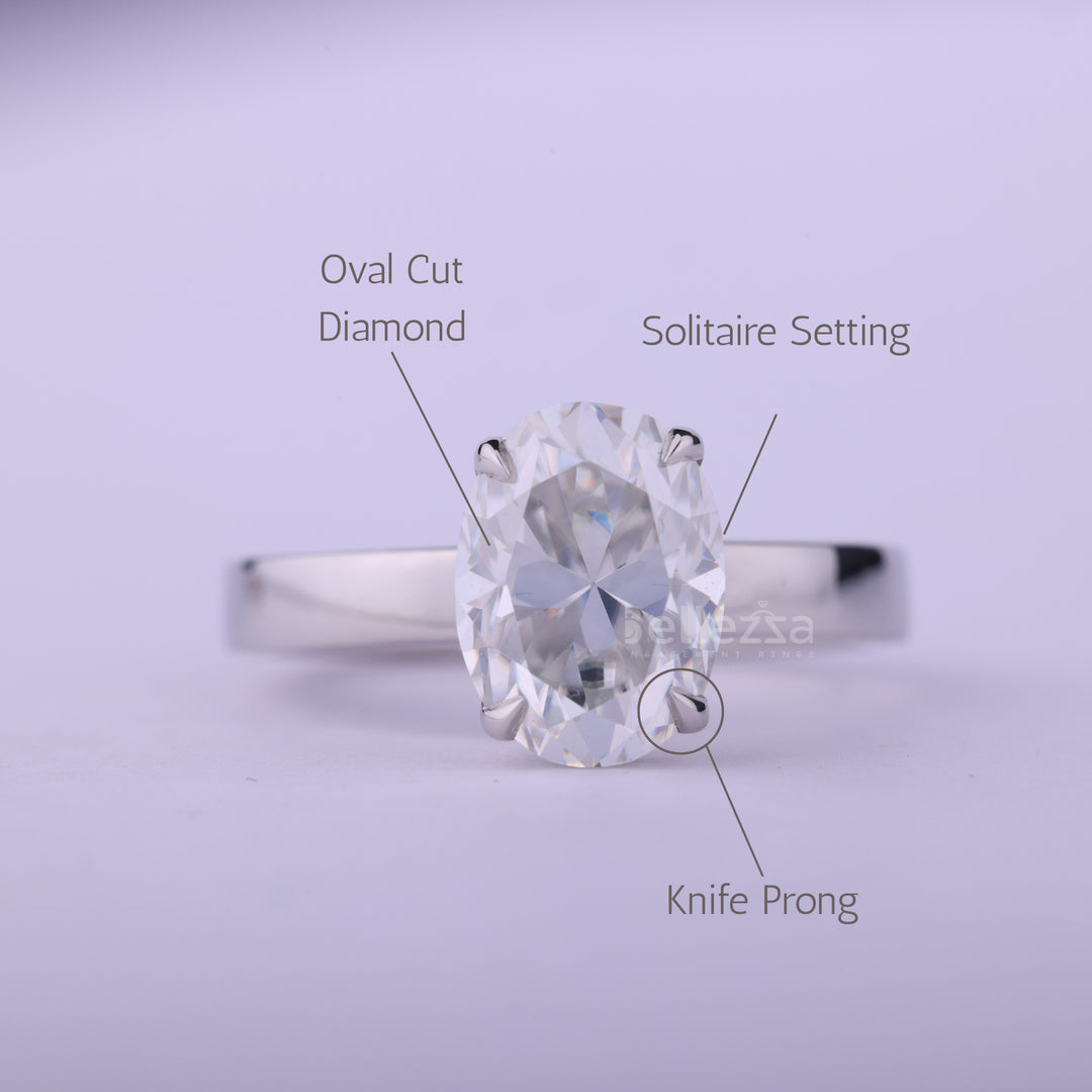 1.0CT Oval Cut Diamond Moissanite Solitaire Engagement Ring
