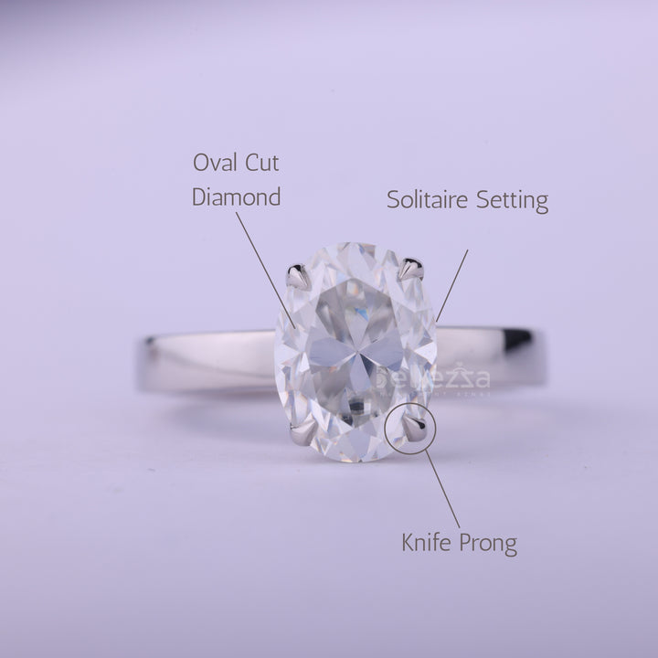 1.0CT Oval Cut Diamond Moissanite Solitaire Engagement Ring