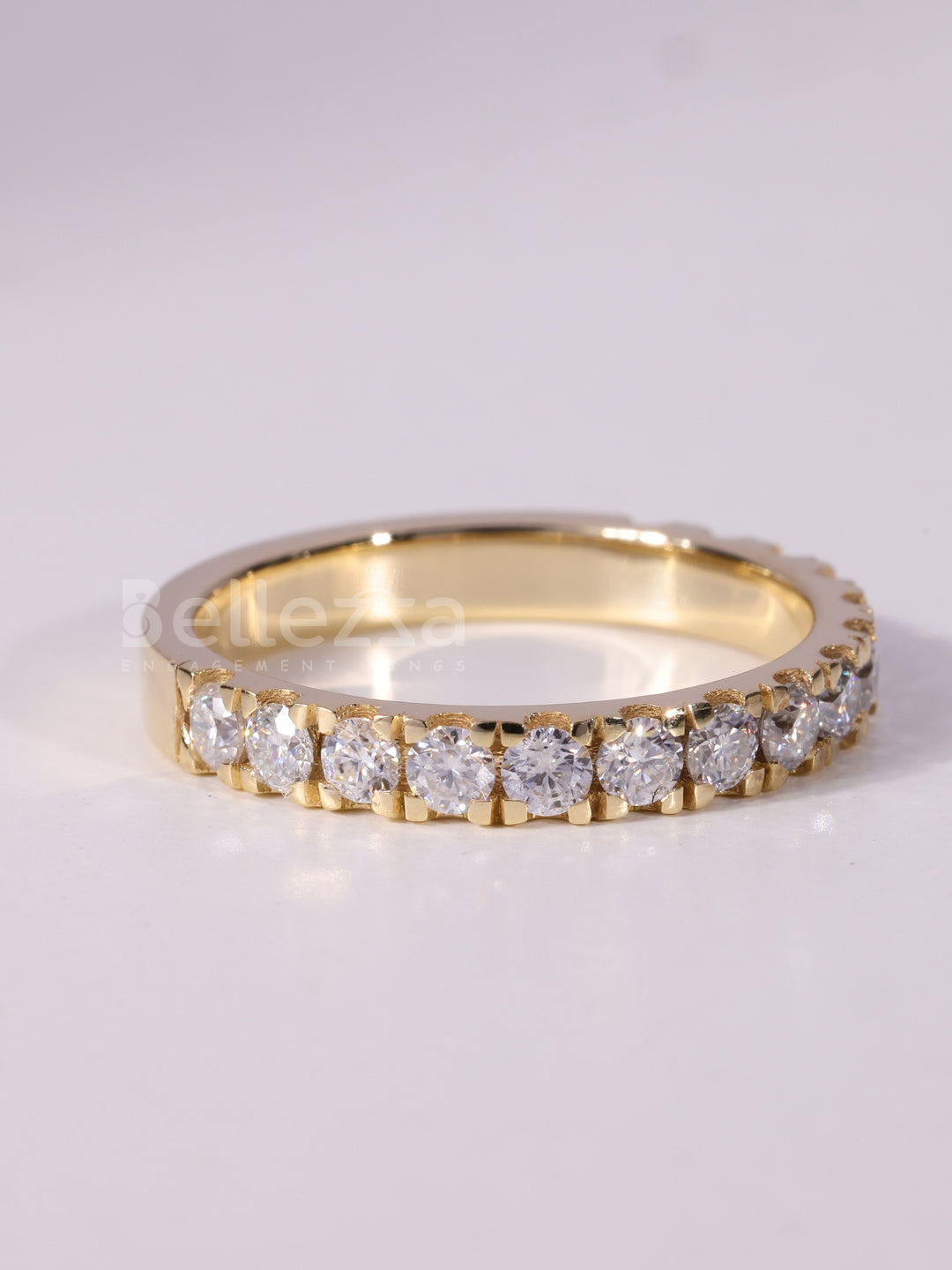 0.60TCW Round Cut Diamond Half Eternity Wedding Band