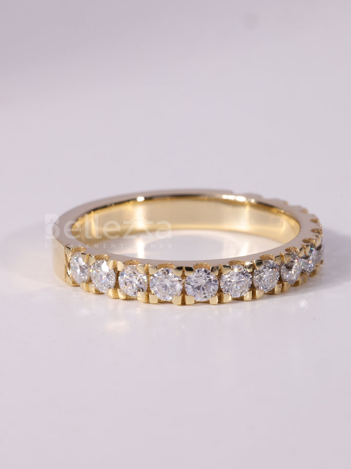 0.60TCW Round Cut Diamond Half Eternity Wedding Band