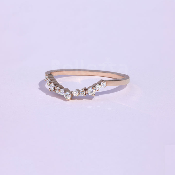 Round Brilliant Diamond Curved Wedding Band - Ready to Ship