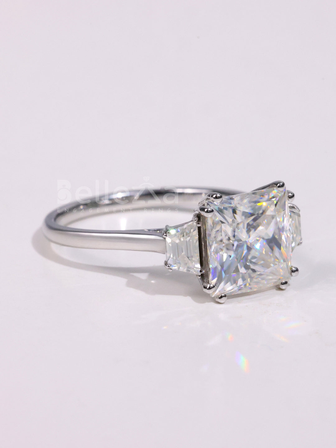 2.0CT Princess Cut Diamond Three Stone Engagement Ring