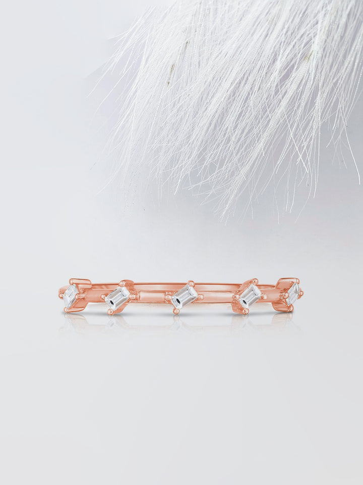 Baguette Cut Half Eternity Diamond Wedding Band For Women