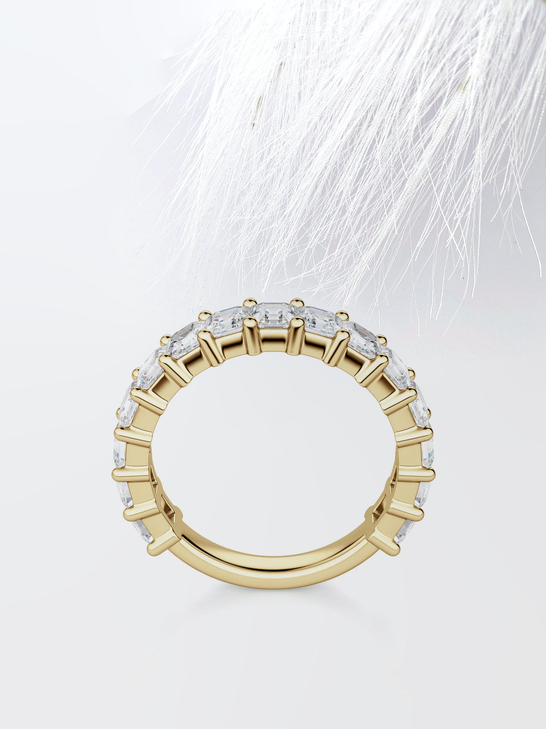 Asscher Cut Semi Eternity (3\4) Diamond Wedding Band For Her