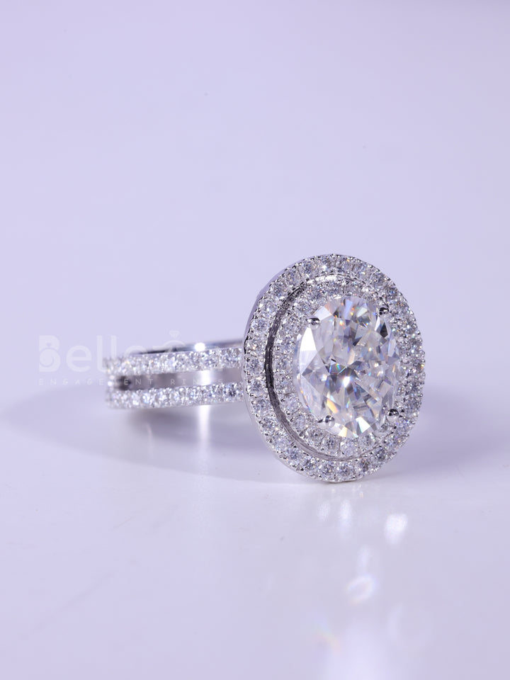 1.50CT Oval Cut Double Halo Moissanite Engagement Ring
