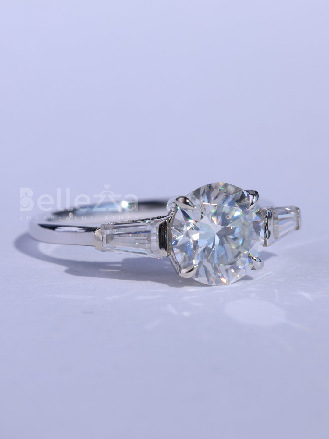 1.50CT Round Cut Three Stone Moissanite Engagement Ring