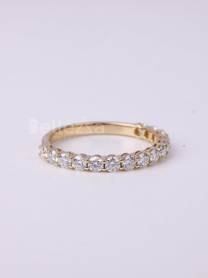 Round Cut Diamond Half Eternity Wedding Band