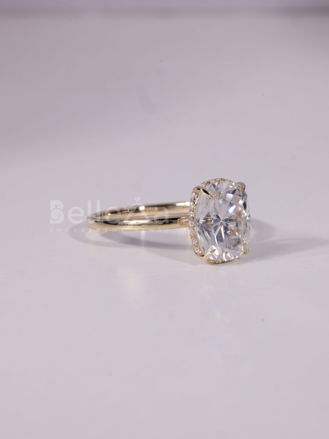 1.50CT-3.50CT Elongated Cushion Cut Hidden Halo Engagement Ring