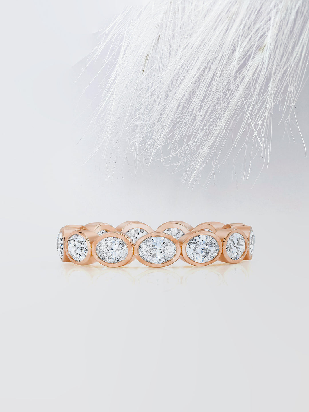 Oval Cut Bezel Diamond Wedding Band For Women