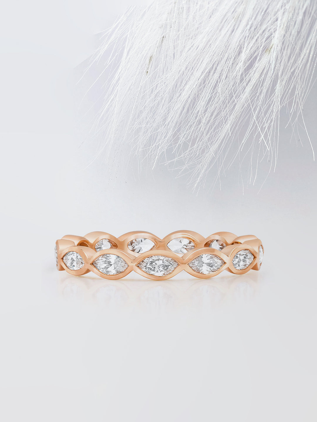 Marquise Cut Bezel Diamond Wedding Band For Women