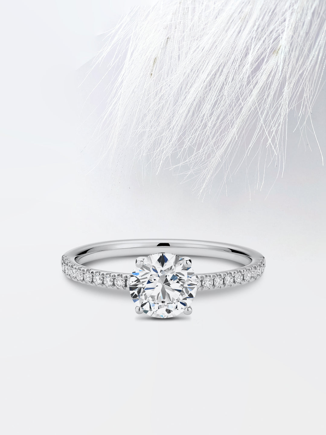 0.75CT Round Cut Semi-Eternity Moissanite Diamond Engagement Ring For Her