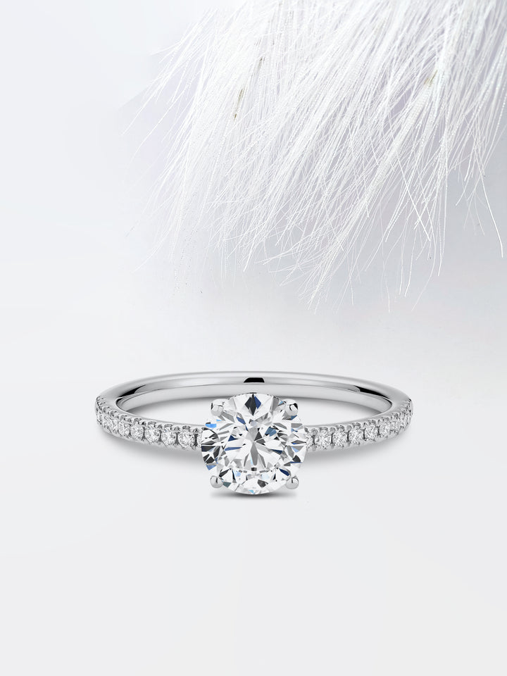 0.75CT Round Cut Semi-Eternity Moissanite Diamond Engagement Ring For Her